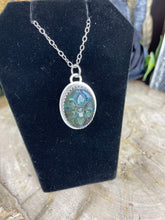 Load image into Gallery viewer, Carved Flower Labradorite Sterling Oval Necklace
