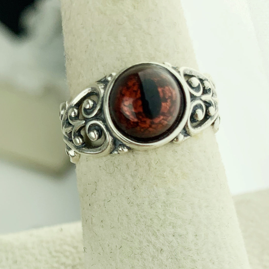 Sterling Filigree Copper Reptlie Eye Ring