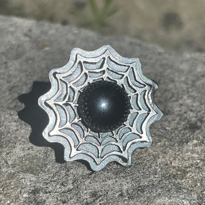 Widows Web Spiderweb Hematite Sterling Ring