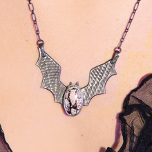 Load image into Gallery viewer, SAMPLE Bat Wing Snakeskin Fossilized Wrasse Sterling Necklace
