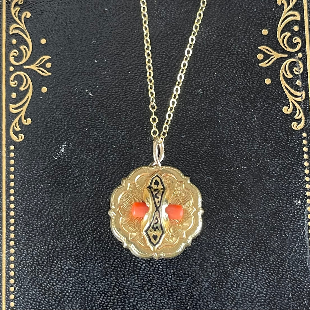 Art Nouveau Coral Branch Taille d’Epergne Pendant Brooch