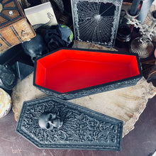 Load image into Gallery viewer, Black Skull Floral Coffin Box
