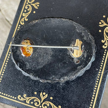 Load image into Gallery viewer, Victorian Mourning Bog Oak Fleur de Lis &amp; Ribbons Brooch
