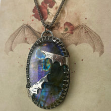Load image into Gallery viewer, { Lucrezia } Purple Rainbow Labradorite Bat Wing Sterling Necklace
