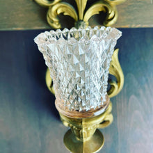 Load image into Gallery viewer, Antique Gold Filigree Candle Wall Sconce
