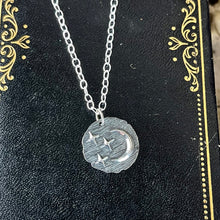 Load image into Gallery viewer, Sterling Crescent Moon &amp; Stars Necklace
