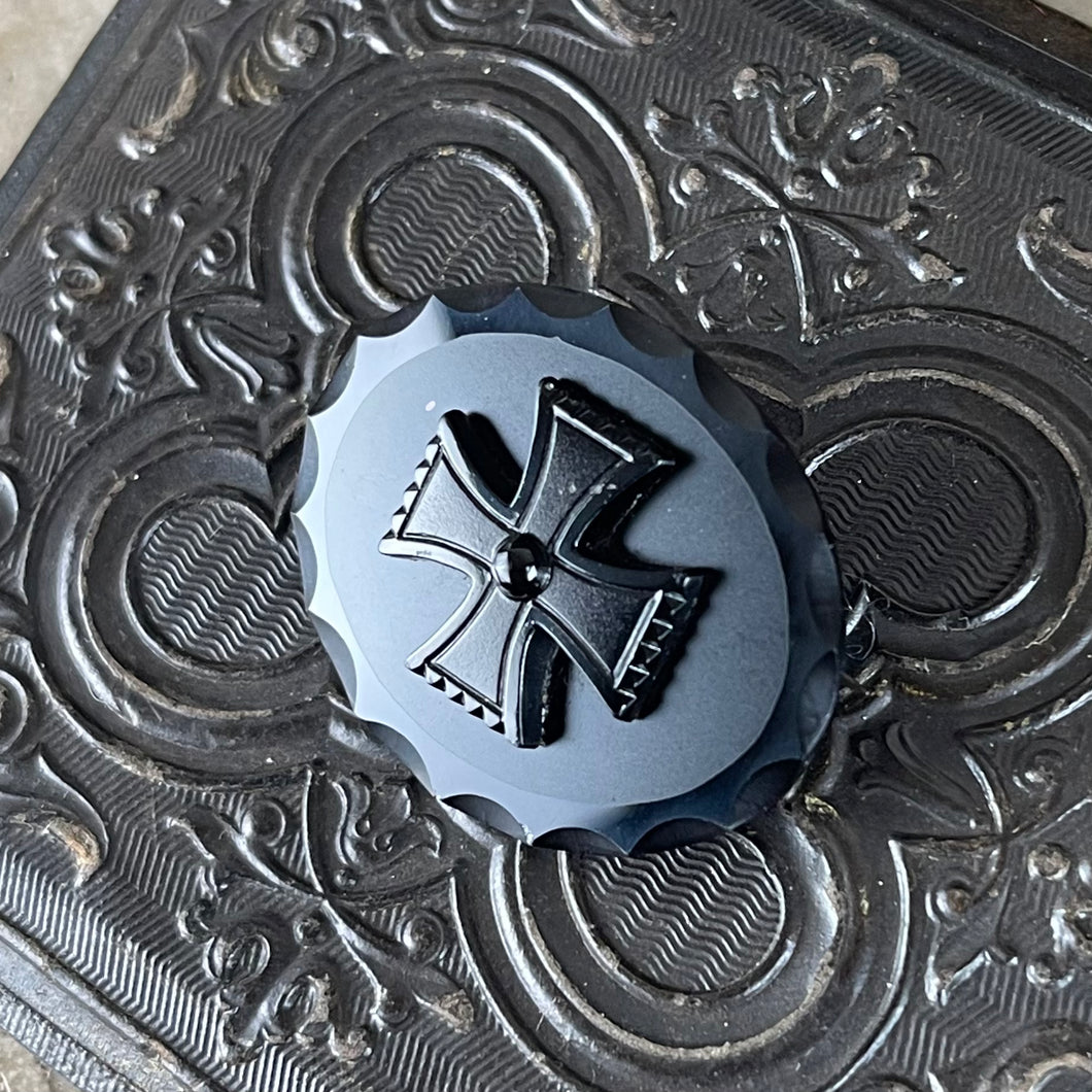 Victorian Mourning French Jet Cross Brooch