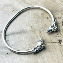 Load image into Gallery viewer, Sterling Double Horse Heads Bangle Bracelet
