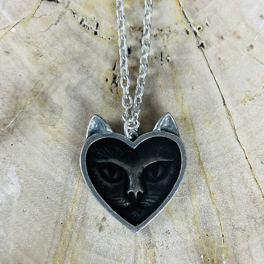 Love Cat Heart Necklace