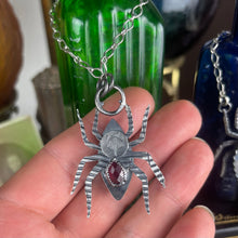 Load image into Gallery viewer, { Spinderella } Purple Labradorite Spider Necklace
