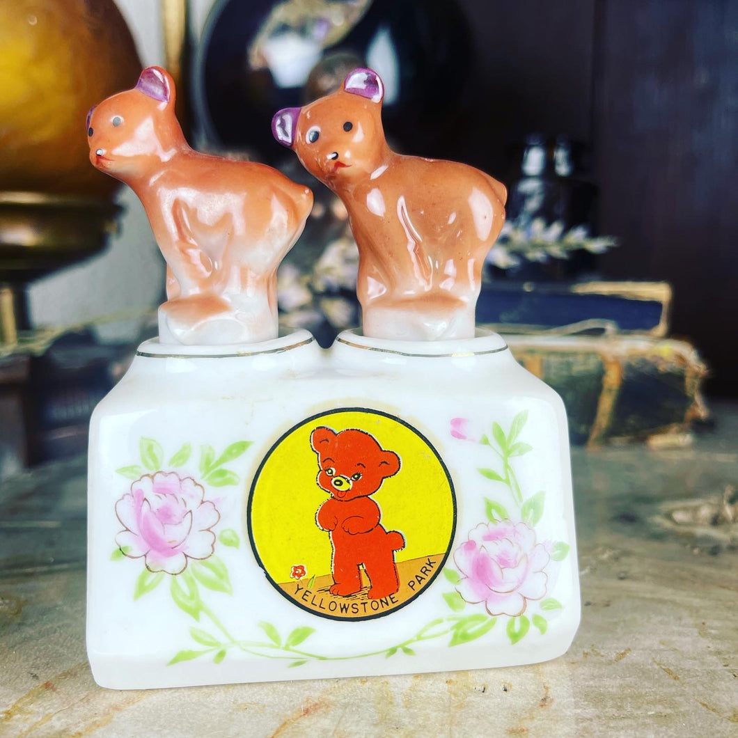 Antique Yosemite Bear Nodder Salt & Pepper Shakers