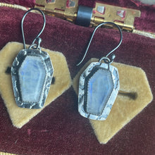 Load image into Gallery viewer, Bat Coffin Earrings Moonstone

