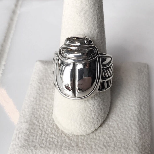 Scarab Beetle Sterling Ring