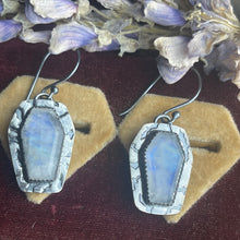 Load image into Gallery viewer, Bat Coffin Earrings Moonstone
