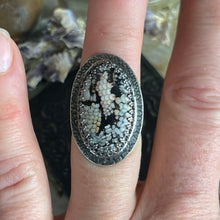 Load image into Gallery viewer, Sterling Snake Skin Agate Ring Oval
