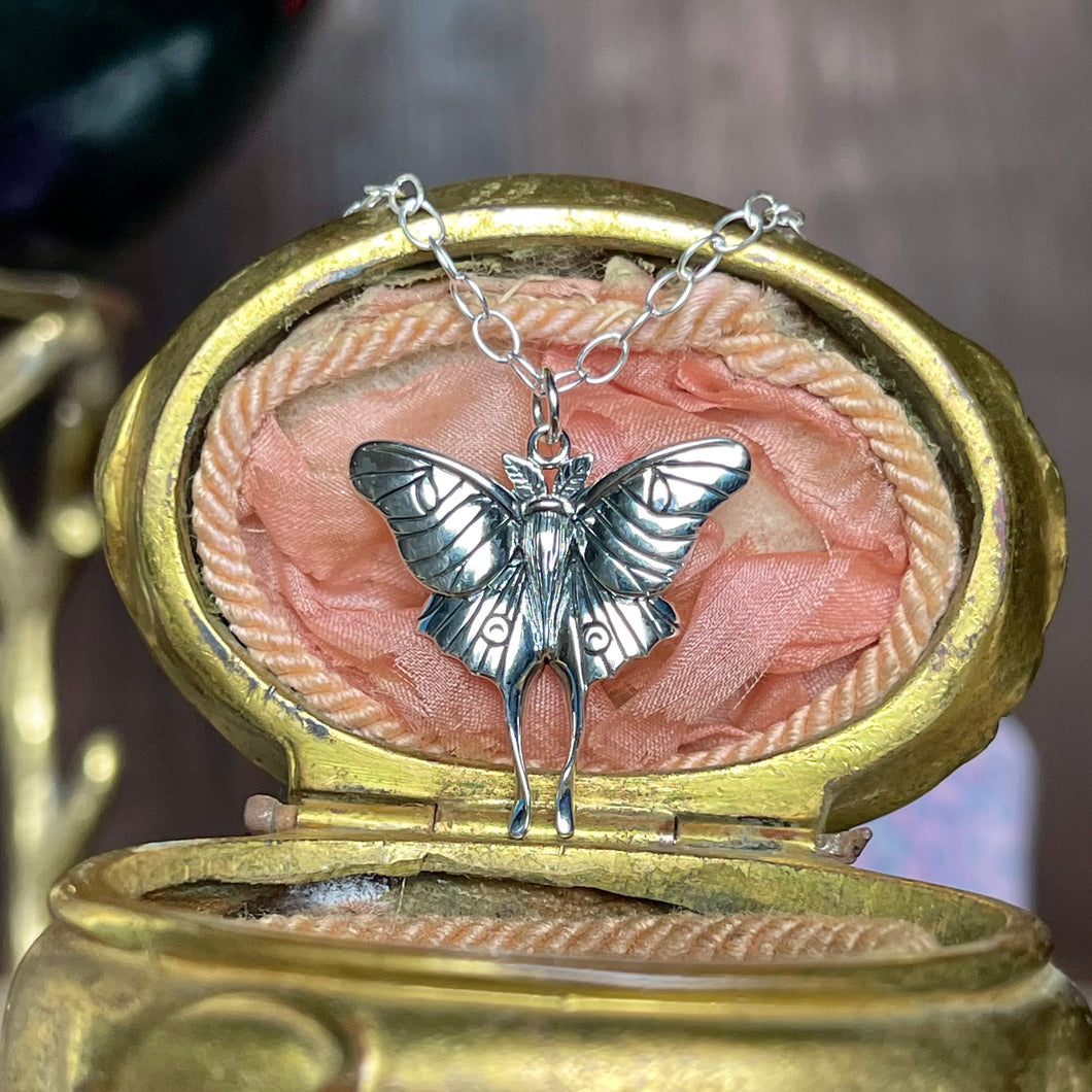Sterling Luna Moth Necklace
