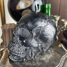 Load image into Gallery viewer, Full Skull Sculptural Black Candle
