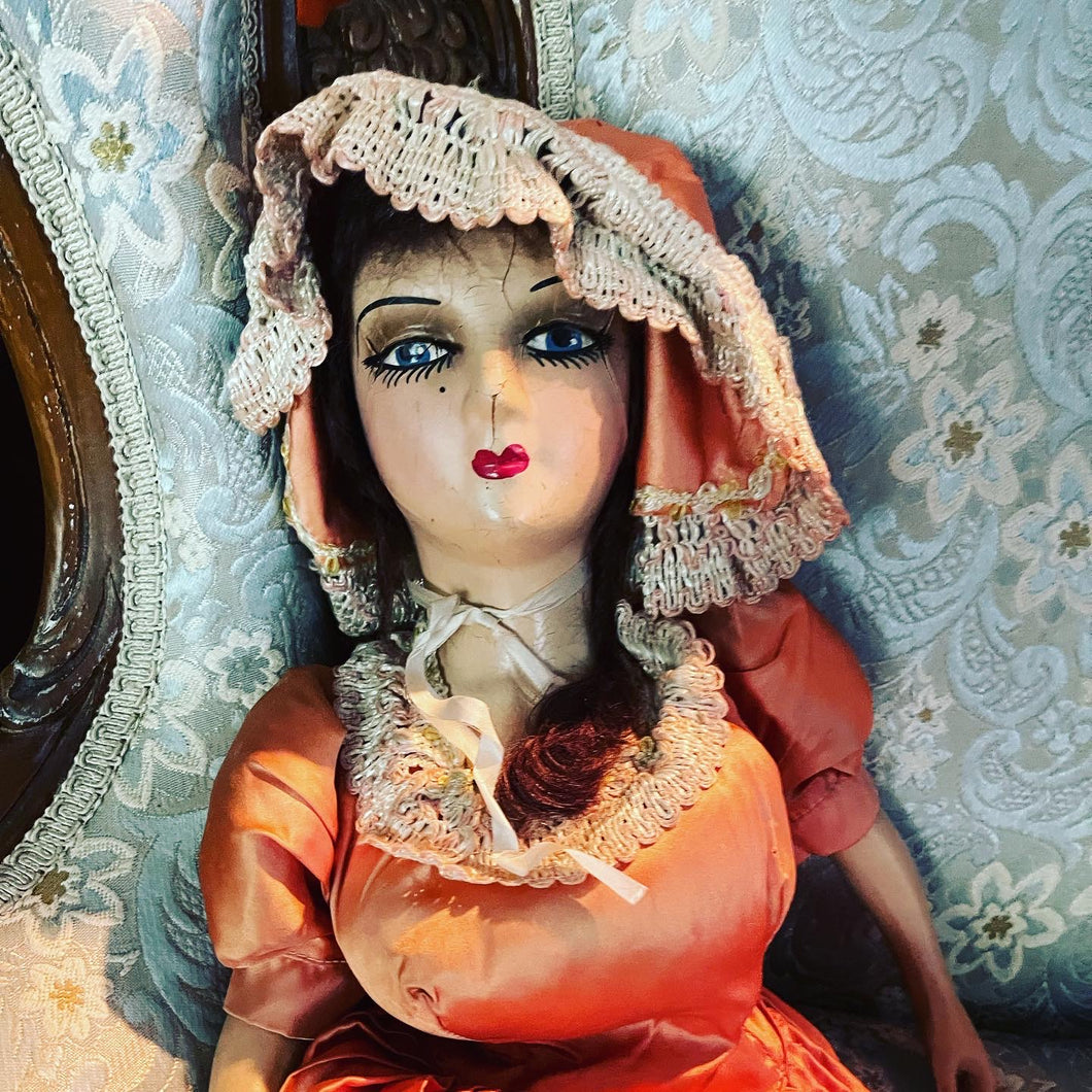Antique 1940’s Boudoir Bed Doll Composite Doll