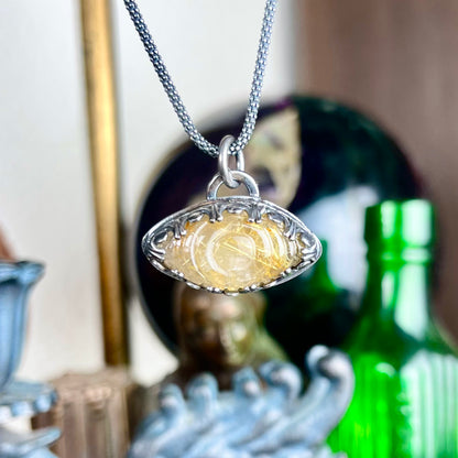 Rutilated Quartz Evil Eye Sterling Necklace