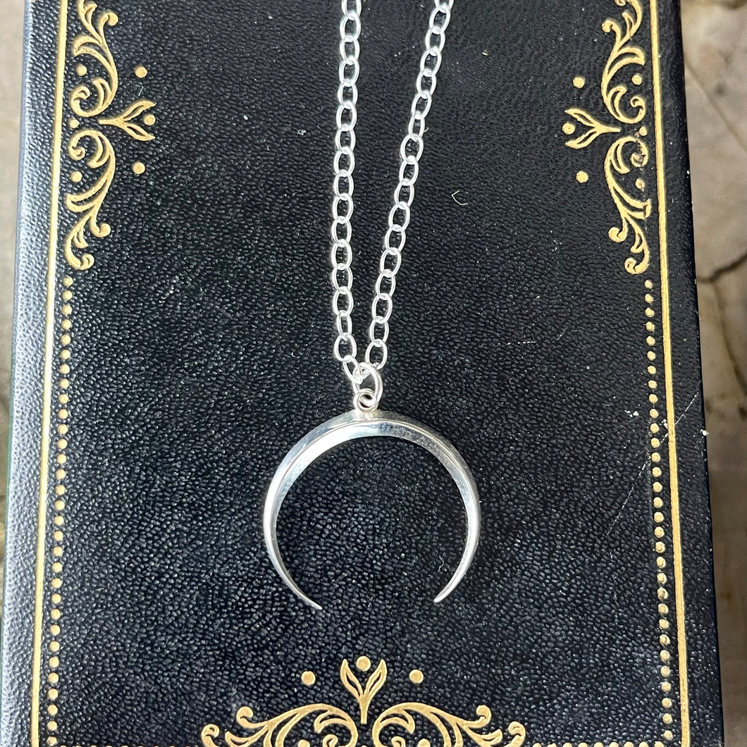 Sterling Inverted Crescent Moon  Necklace