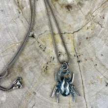 Load image into Gallery viewer, Mini { Spinderella } Pyrite &amp; Clear Quartz Spider Necklace
