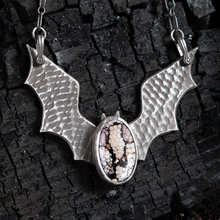 Load image into Gallery viewer, SAMPLE Bat Wing Snakeskin Fossilized Wrasse Sterling Necklace
