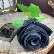 Load image into Gallery viewer, Faux Black Velvet Long Stem Rose
