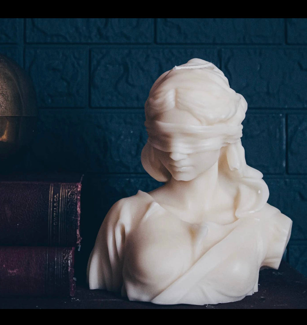 Blind Lady Justice Cream Candle