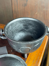 Load image into Gallery viewer, Black Cast Iron Triple Moon Cauldron With Lid 5”
