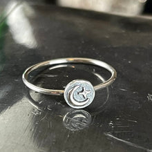 Load image into Gallery viewer, Sterling Silver Crescent Moon &amp; Star Ring
