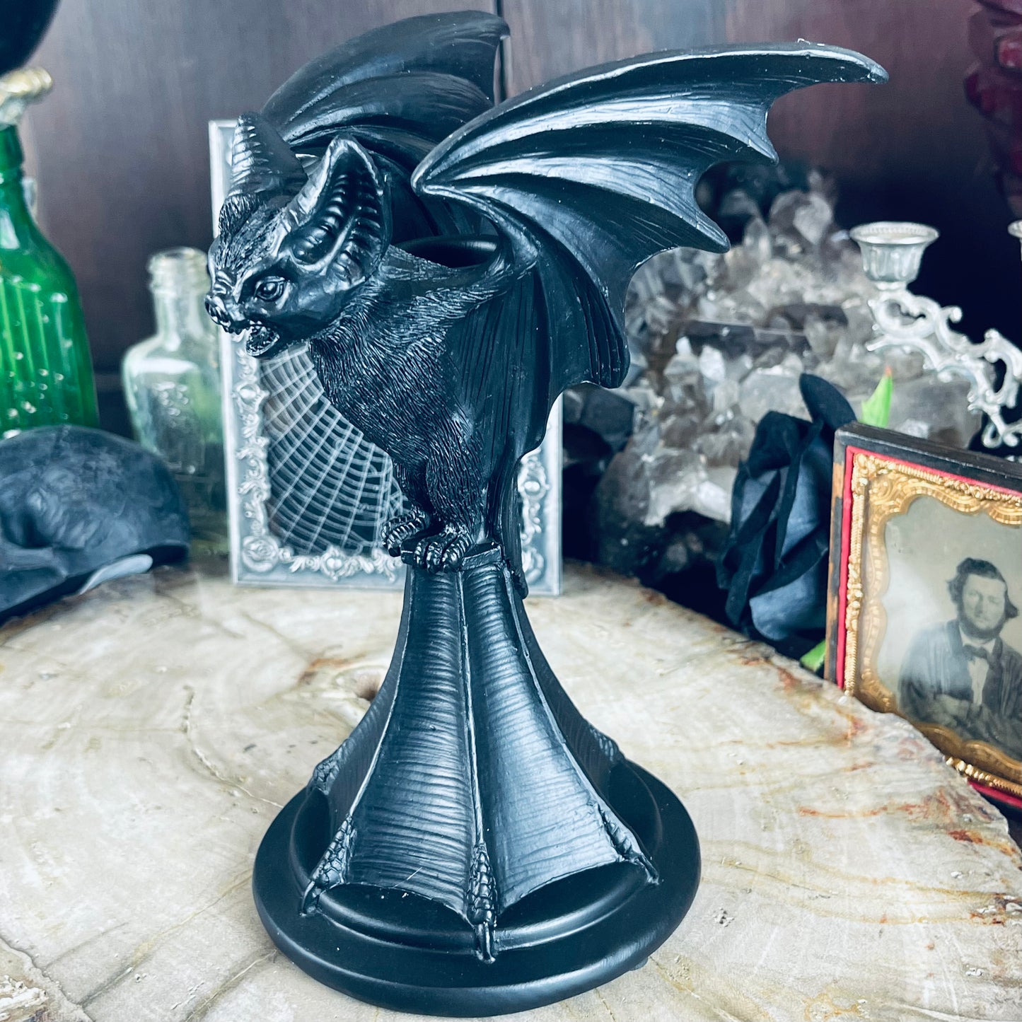 Black Bat Familiar Candleholder