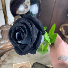 Load image into Gallery viewer, Faux Black Velvet Long Stem Rose
