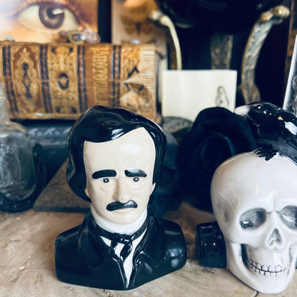 Poe & Raven on Skull Salt & Pepper Set