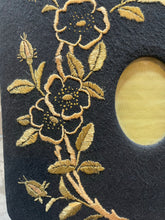 Load image into Gallery viewer, Early 1900’s Black &amp; Gold Embroidered Flowers Frame
