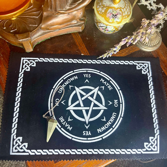 Black Velvet Pendulum Mat with Pyrite Pendulum