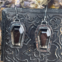 Load image into Gallery viewer, Bat Coffin Earrings Smoky Quartz
