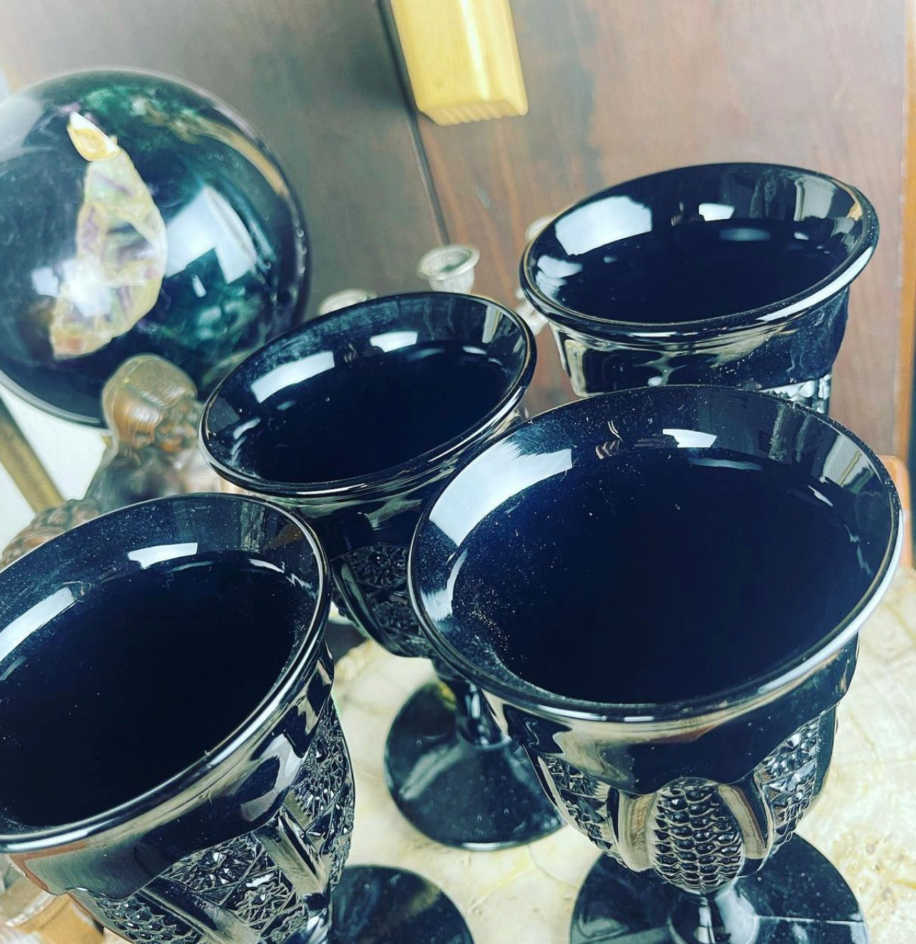 Vintage Black Amethyst Goblets