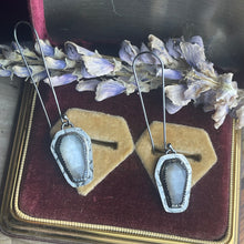 Load image into Gallery viewer, Bat Coffin Earrings Peach Moonstone
