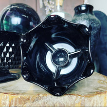 Load image into Gallery viewer, Antique Black Glass Point Candle Holder Set
