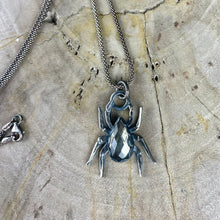 Load image into Gallery viewer, Mini { Spinderella } Pyrite &amp; Clear Quartz Spider Necklace
