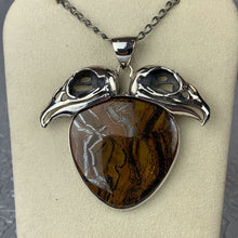 Load image into Gallery viewer, Double Vulture Skull Sterling Tigers Iron Necklace
