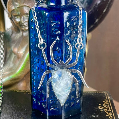 { Spinderella } Moonstone Spider Necklace