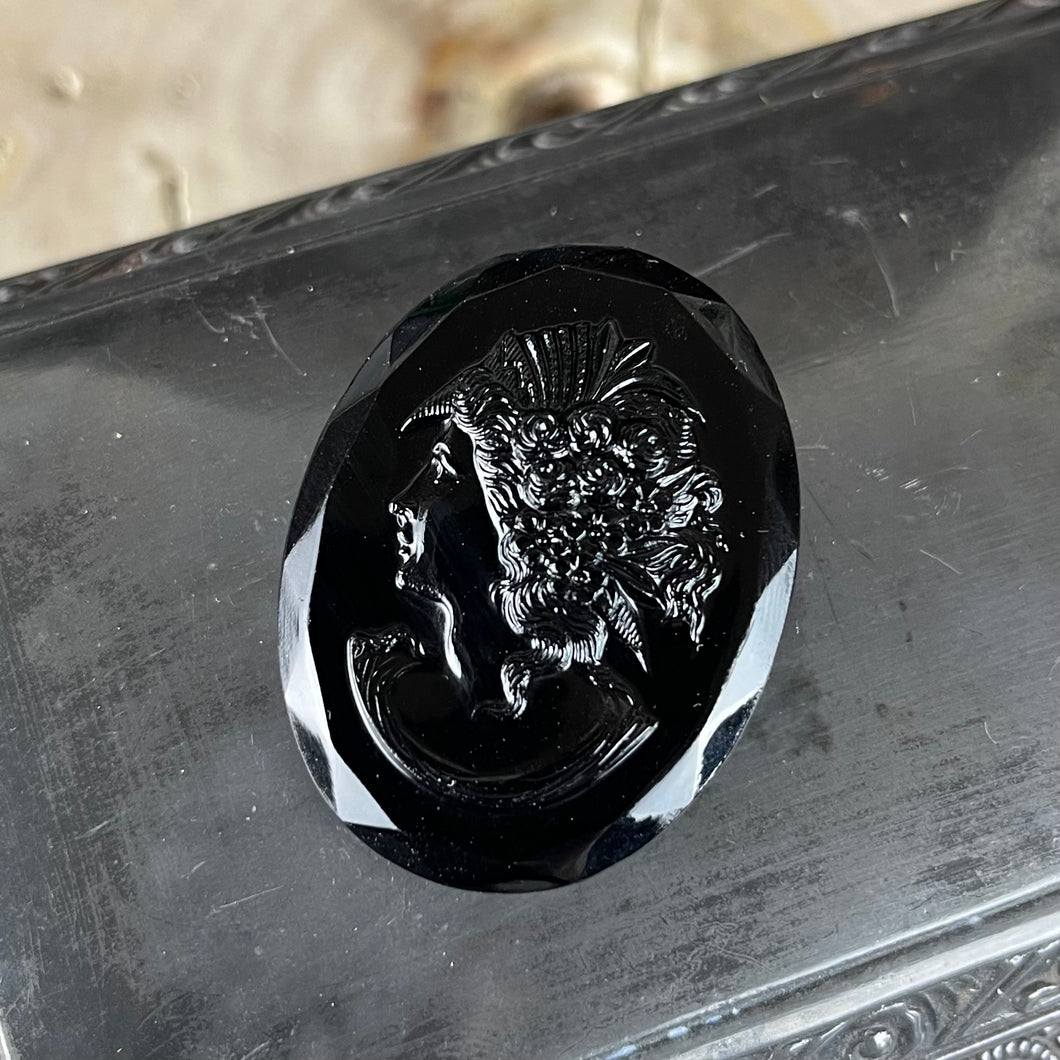 Victorian Mourning French Jet Cameo Brooch