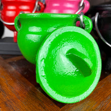 Load image into Gallery viewer, Small Green Cast Iron Cauldron 3&quot;
