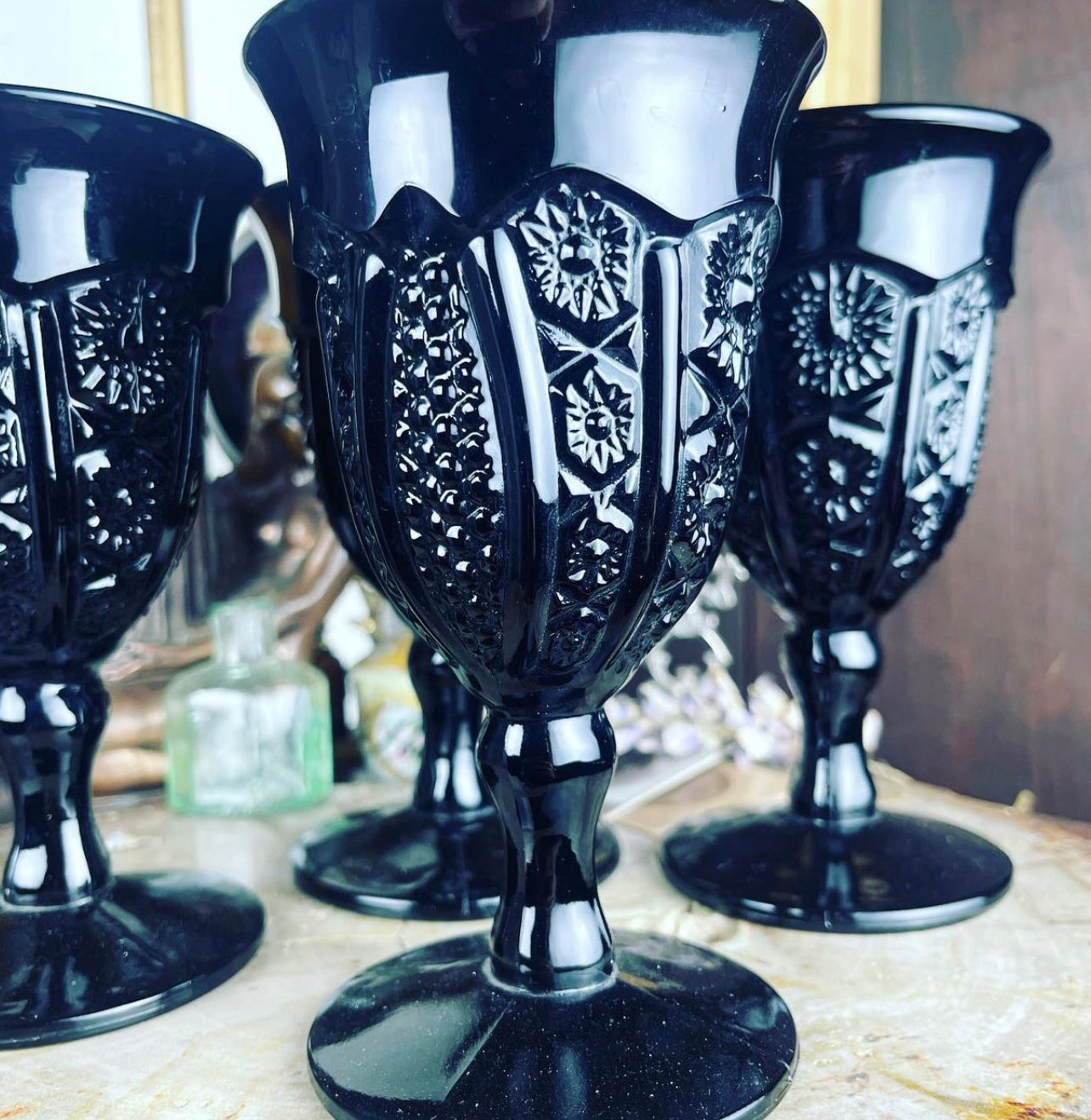 Vintage Black Amethyst Goblets