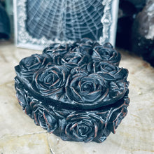 Load image into Gallery viewer, Black Roses Heart Stash Trinket Box
