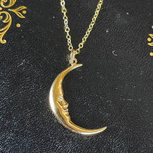 Load image into Gallery viewer, Bronze Crescent Moon Face Necklace

