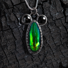 Load image into Gallery viewer, { Lydia } Genuine Jewel Beetle &amp; Onyx Sterling Necklace
