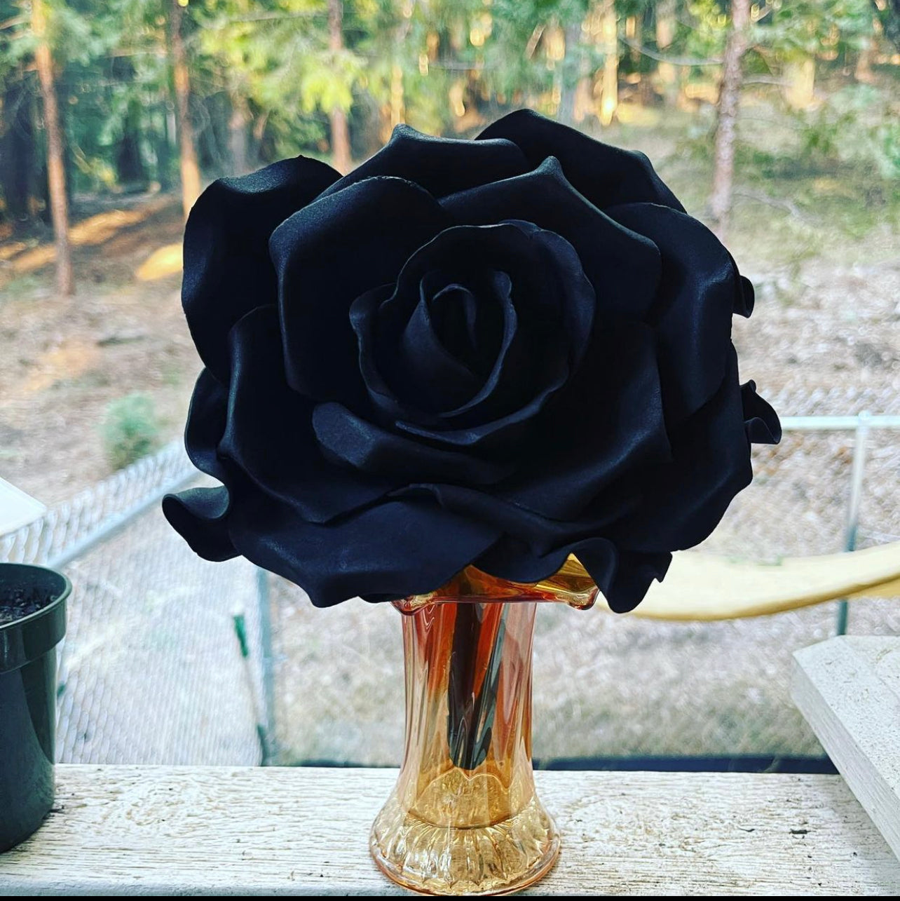Large Faux Black Rose