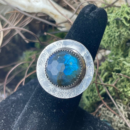 Labradorite Full Moon Sterling Amulet Ring - Loved To Death